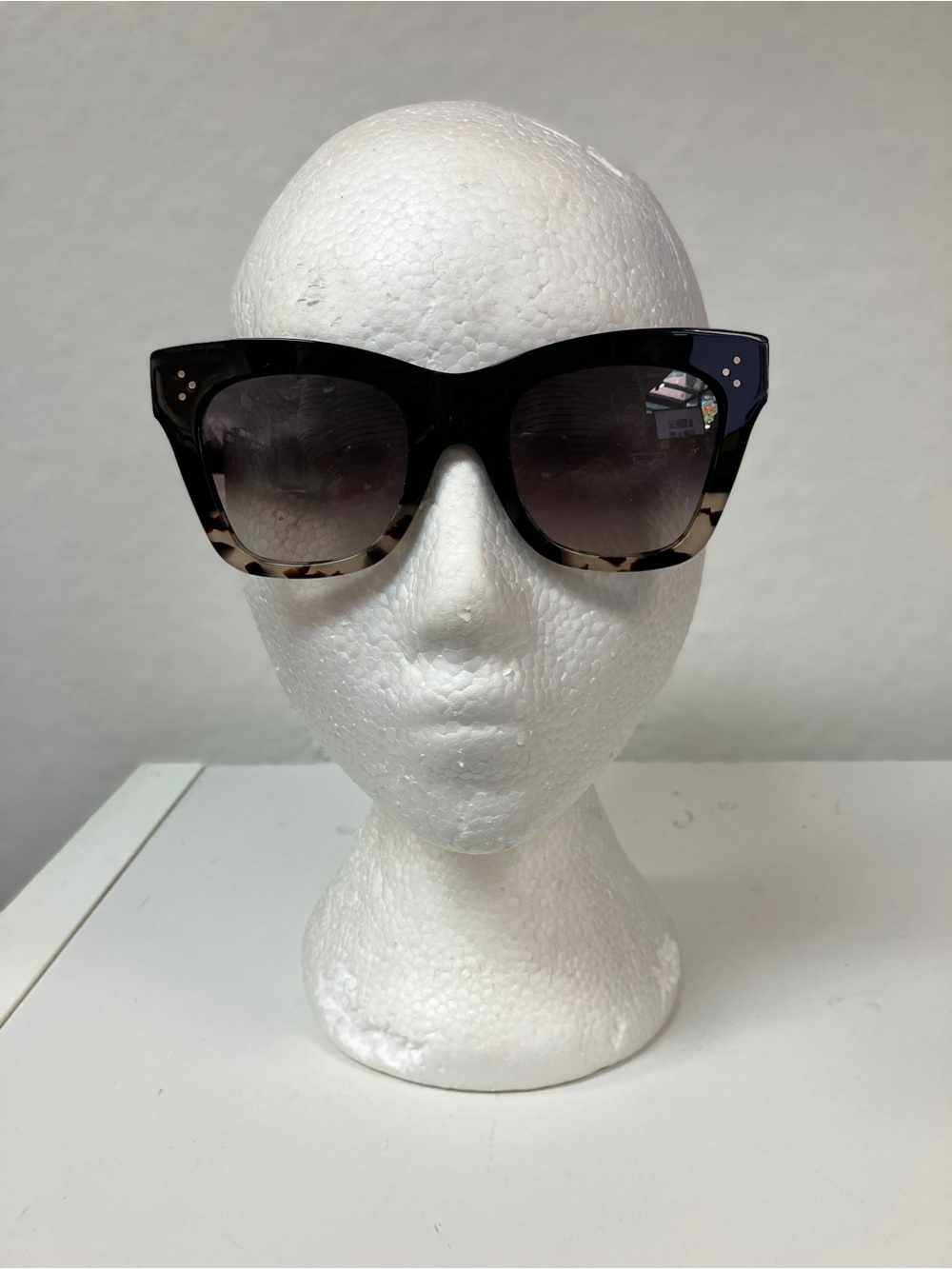 Celine Paris Black and Tortoise Shell Gradient Cat Eye Sunglasses